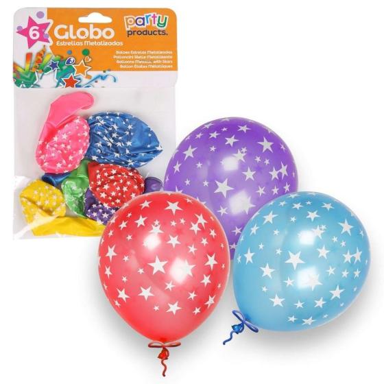 Luftballons Metallic Sternen 6 Stück