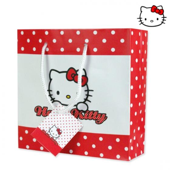 Geschenktasche 17x17cm CD Hello Kitty Dots