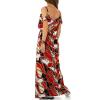Long light dress with thin red straps - M/L