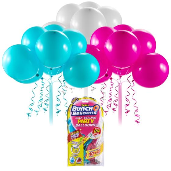 ZURU - Party Balloons 24  balloons 1x8 Green, 1x8 Pink, 1x8 White)