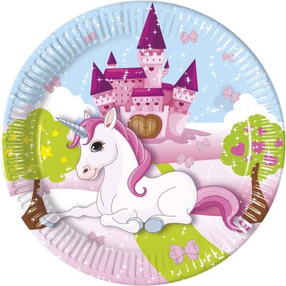 Unicorn Birthday Party Plates - 23cm pack of 8