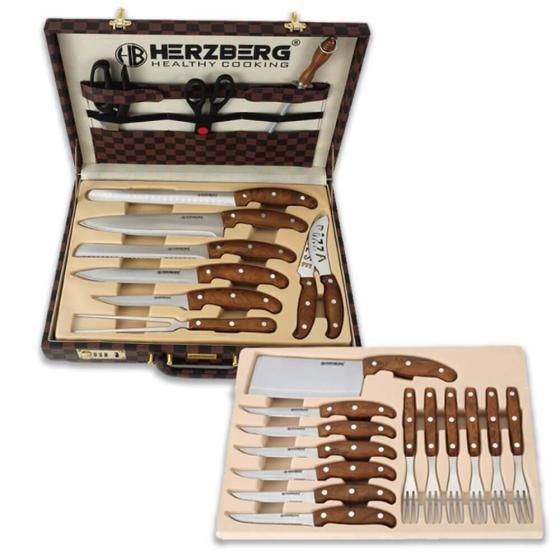 Herzberg-25 Pieces Knife and Cutlery Set with Attache Case