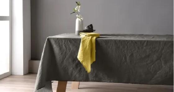 Tablecloth Linen Stoneware Dark grey 160x250