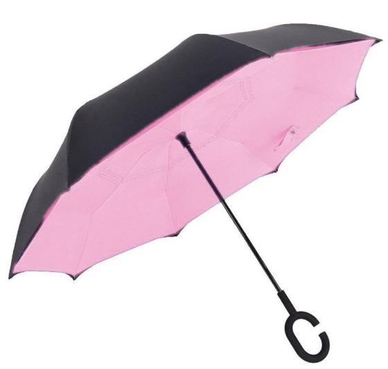 Suprella Pro - Parapluie réversible Noir-Rose