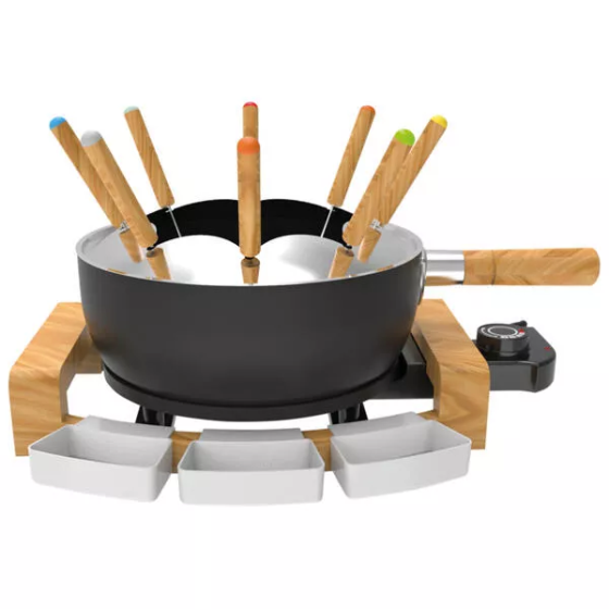 2 IN 1: FONDUE AND GRILL-3 SAUCE TRAYS