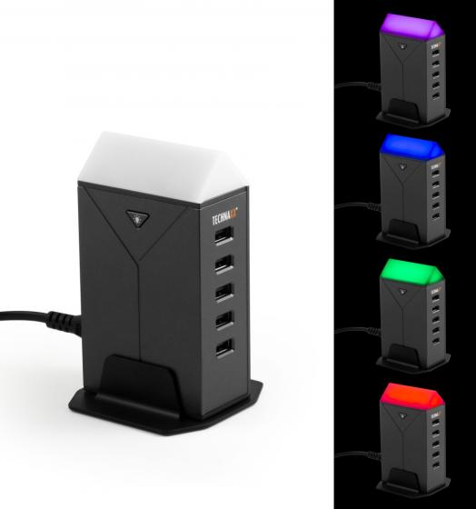 Technaxx 5-ports USB LED chargeur de bureau TE12