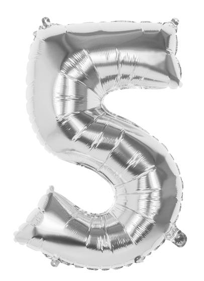 Ballon aluminium numéro 5 argent métallisé 86cm