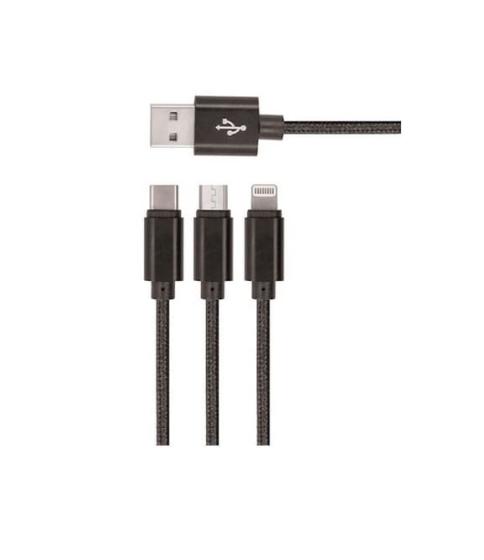 Câble 3 en 1 Lightning Micro USB type C 1M