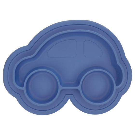 KUSHIES Assiette en silicone SiliPlate voiture bleu